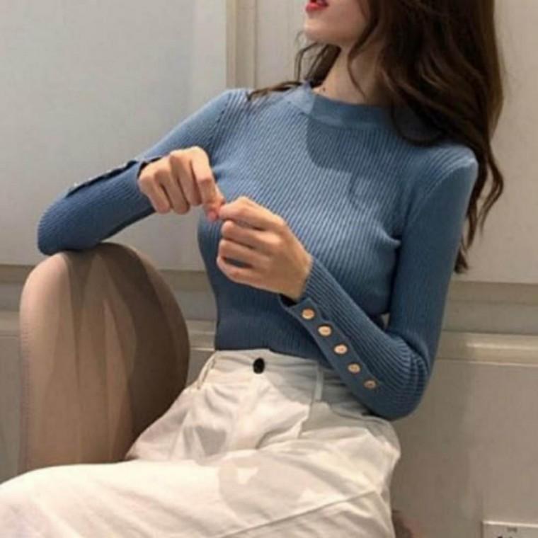 코디 데일리 긴팔 니트티 쫀쫀 골지 여성 의류 상의