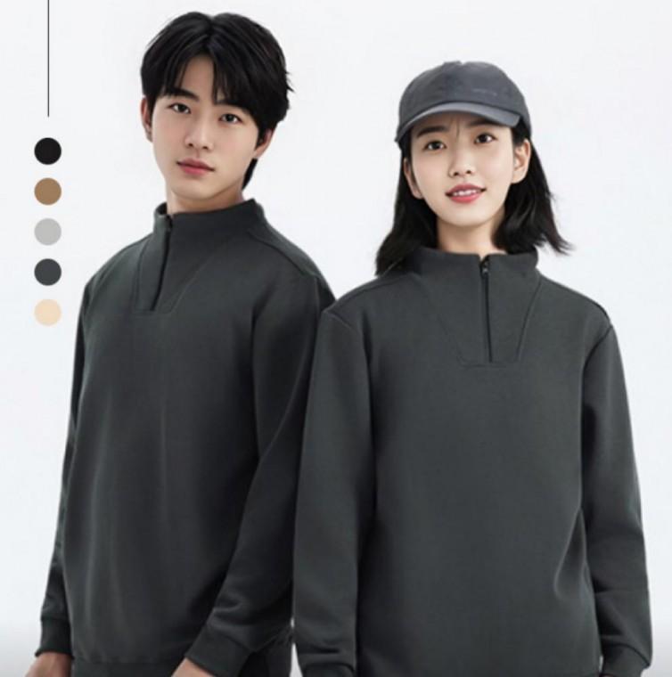 스웨트셔츠 긴팔티 반집업맨투맨 남녀공용 무지 봄가을 카라 하프집업 루즈핏