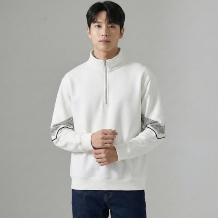 빅사이즈 남성 상의 반집업맨투맨 카라 하프집업 긴팔티 출근룩 가을겨울