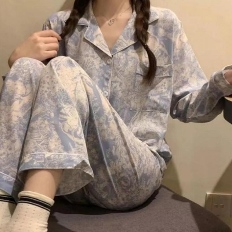 홈웨어 수면복 긴팔 편한 가을겨울 파자마세트 잠옷 긴바지 상하의 여성