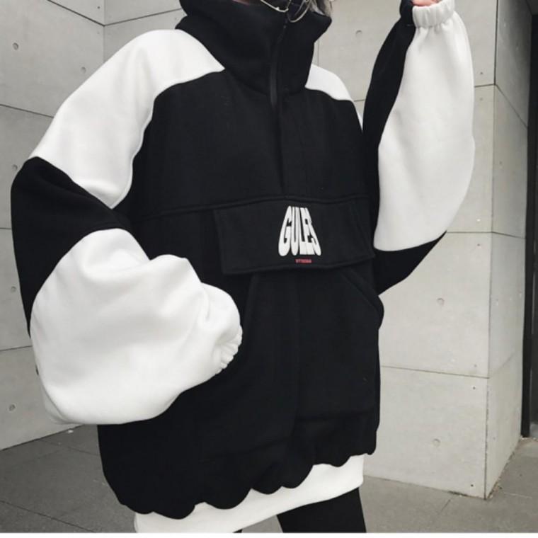 하이넥 오버핏 오버핏 가을 면 봄 상의 혼방 남녀공용 겨울 레터링 맨투맨 맨투맨 보온 맨투맨 티셔츠 반목