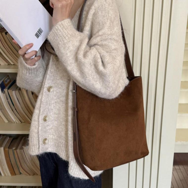 스웨이드 모자 숄더백 겨울 버킷햇 가을 세트 레트로 여성