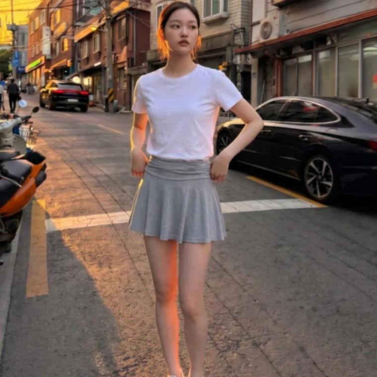 여성 미니 A라인 스커트 허리 셔링 미니 치마 밴딩 플레어