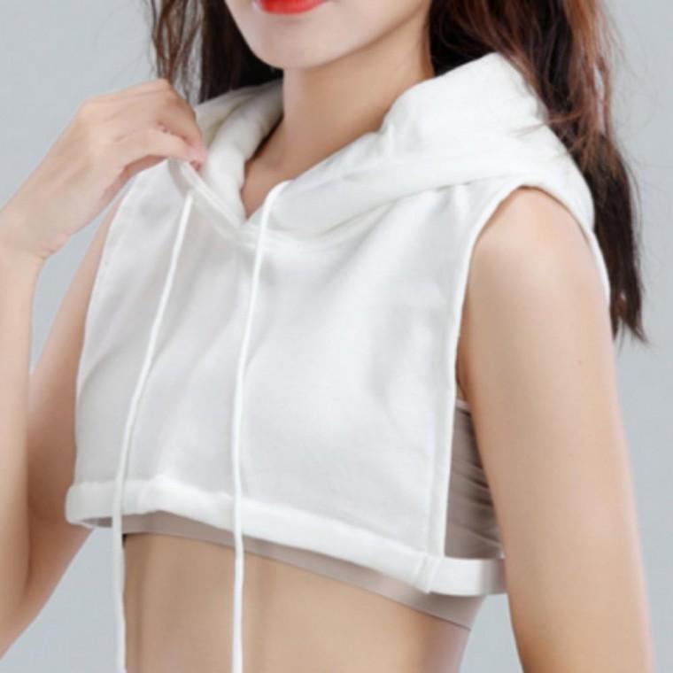 페이크 후드 넥케이프 레이어드 목폴라 후드티 이너 카라