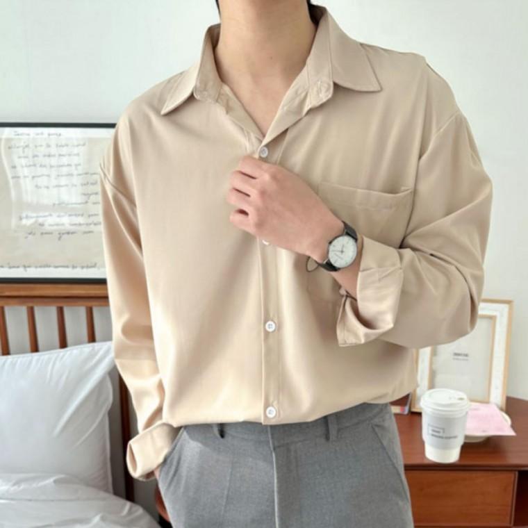 카라 셔츠 남방 루즈핏 무지 긴팔 봄 가을 남녀공용