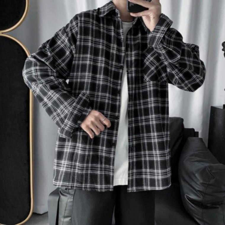 남성 체크 셔츠 캐주얼 남방 오버핏 루즈핏 가을 상의