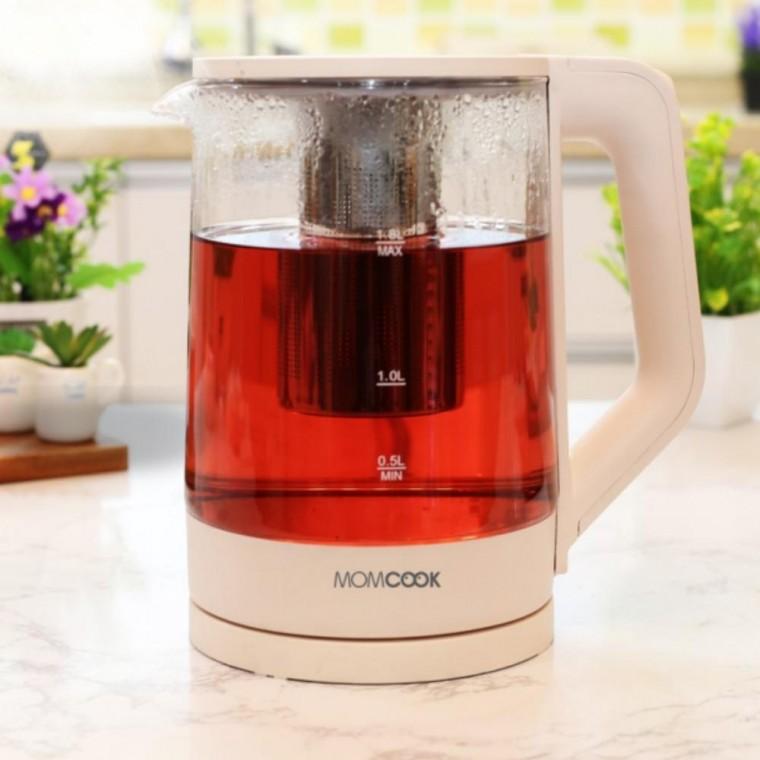 무선 내열 유리 티포트 1.8L 전기 포트 주전자 차 포트