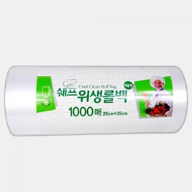 봉투 위생백 일회용 롤백 1000매 소형 비닐 쉐프 25x35cm 위생