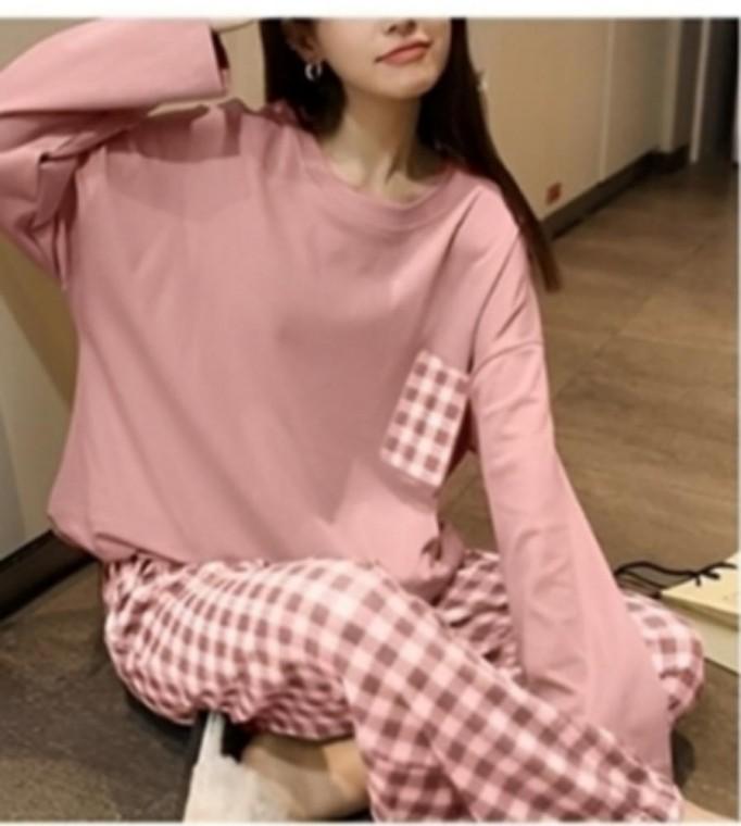 여성 셋업 빅사이즈 실내 파자마 홈웨어 긴팔 시보리형 잠옷