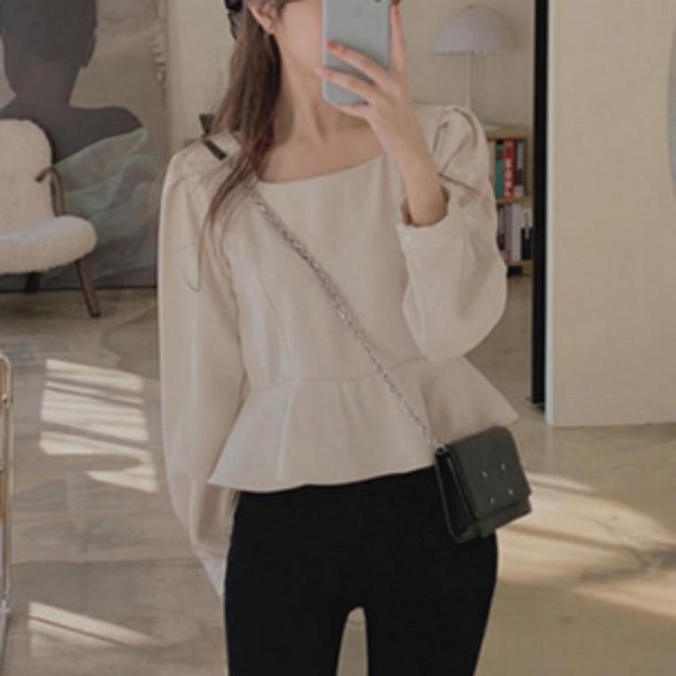 블라우스 스퀘어넥 레이스 스타일 상의 레이스 밑단 여성 Tops