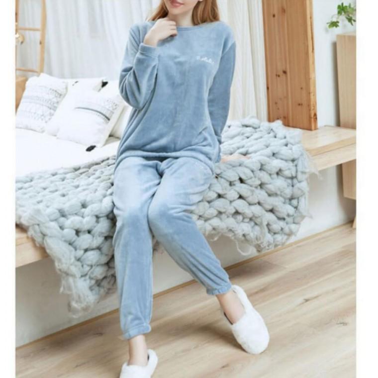 따뜻한 수면 파자마 극세사 여성 밴딩 수면 잠옷 바지 겨울