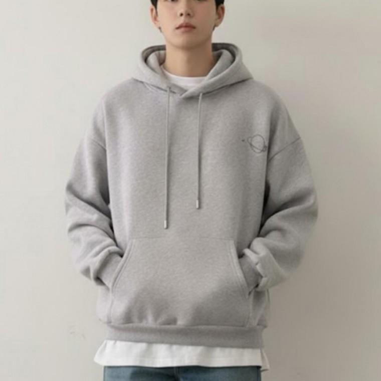 남성 미니멀 기모 후드티 데일리 루즈핏 겨울 상의 3컬러