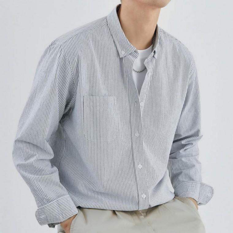 남성 카라 스트라이프 셔츠 긴팔 남방 봄 가을 데일리룩