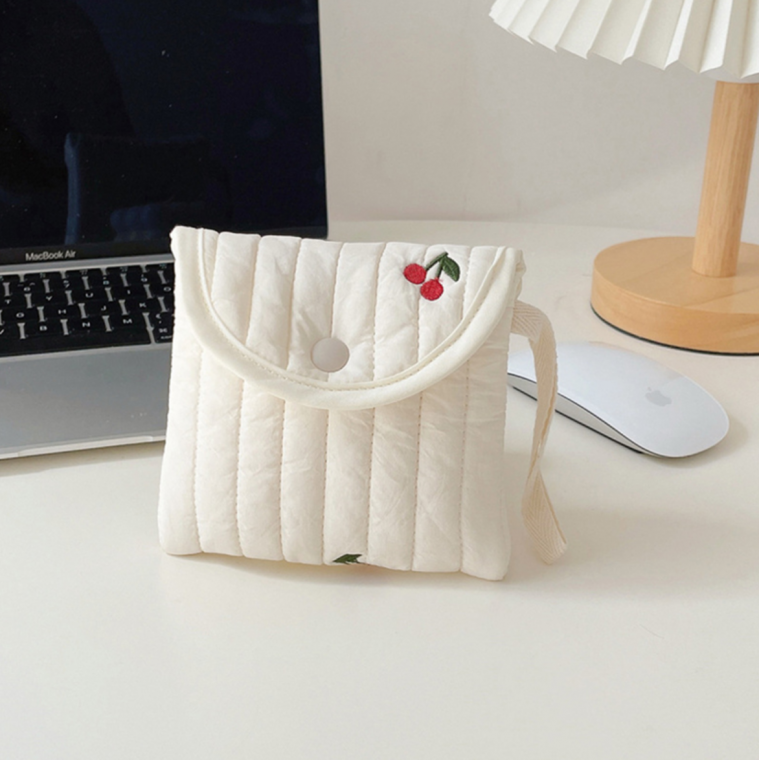 IMOE 모던 디자인 깨끗하게 하얀 패브릭 여성용품 생리대 BAG 파우치