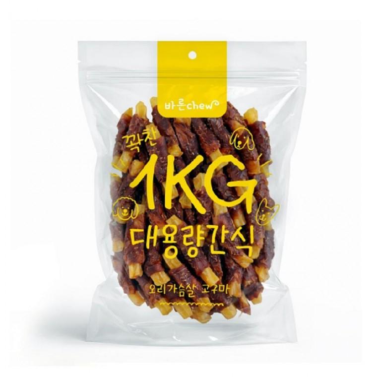 오리가슴살 고구마 간식 1kg 대용량강아지간식 오리고구마간식 오리육포