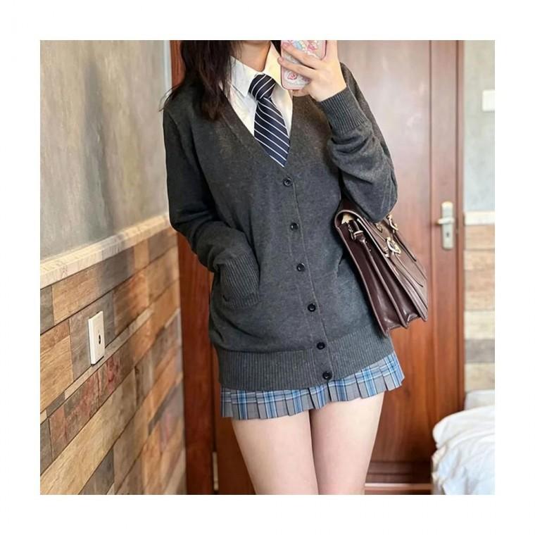 루미나D 여성 브이넥 포켓 니트 가디건 간절기 오피스룩 학생 교복 스쿨룩 단체복