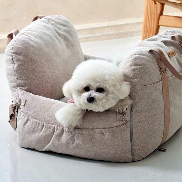 강아지카시트 베이지 소형견카시트 강아지방석 베이지펫카시트