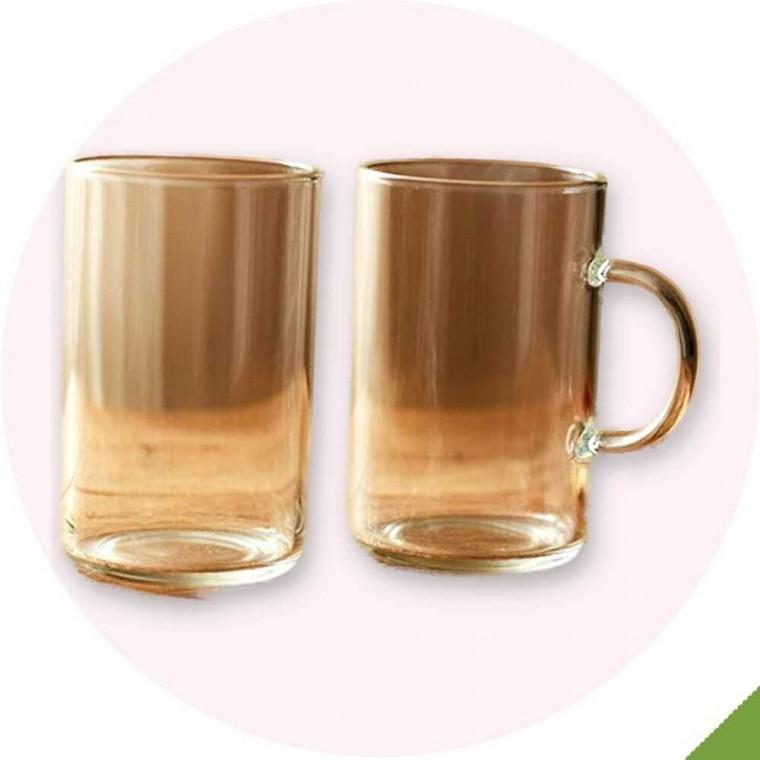 UP 투명 내열유리컵 500ml 2개 하트유통