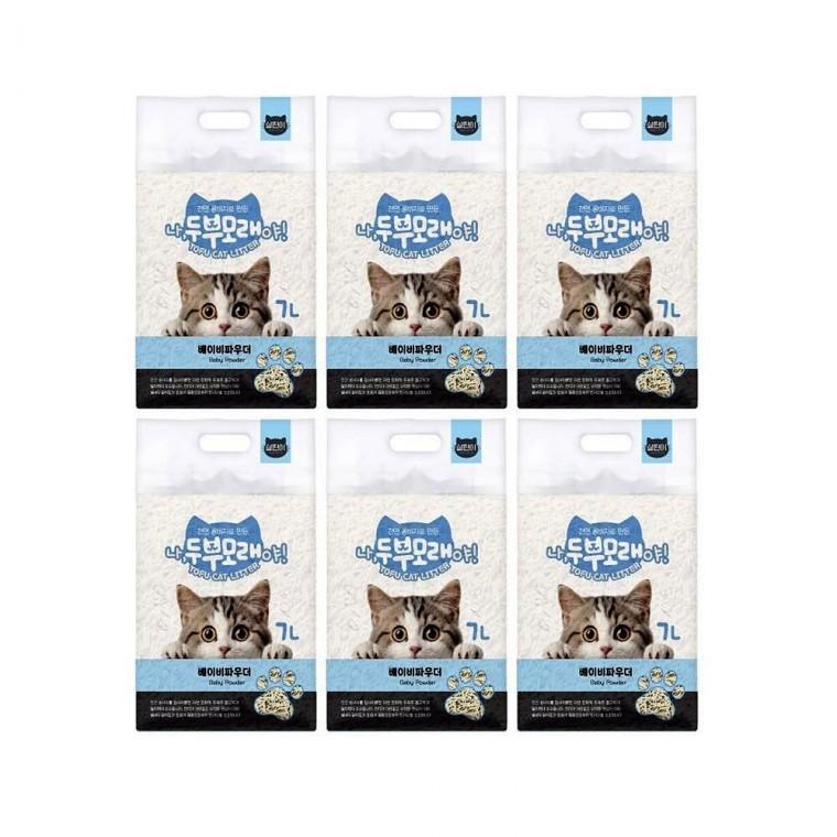 고양이 두부모래 7L 6개 베이비파우더 향기나는두부모래 먼지없는두부모래 대용량두부모래