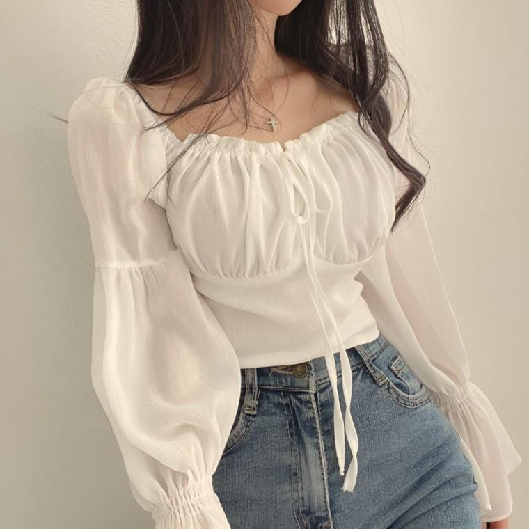 스모크블라우스 레이스셔링 오프숄더