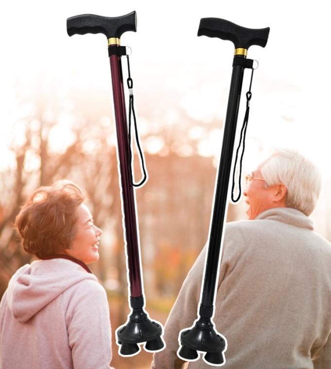 노인 네발지팡이 초경량 10단 길이조절 4발 어르신  지팡이