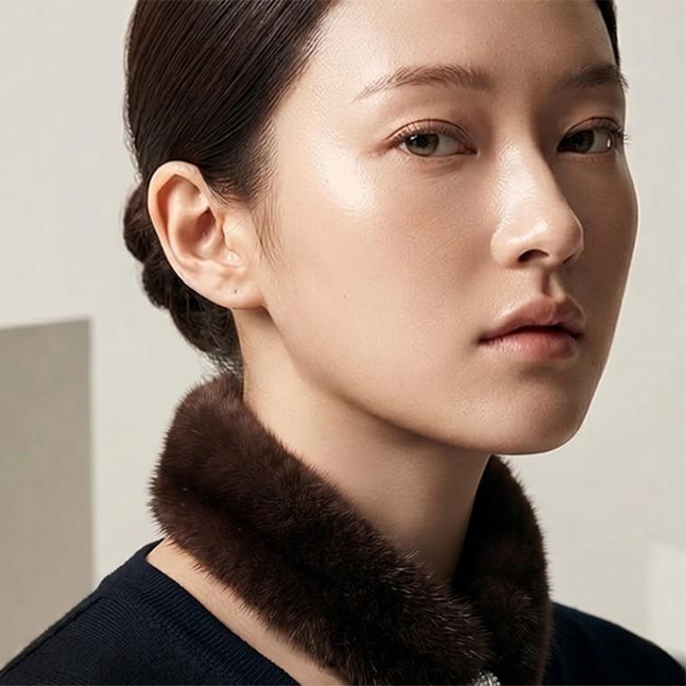 1초 완성 럭셔리핏 인조 밍크 자석 쁘띠 스카프 겨울 머플러 다크브라운