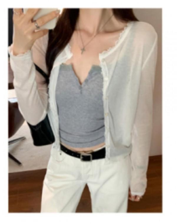 시스루 레이스 가디건 러블리 슬림 여성 의류 아우터