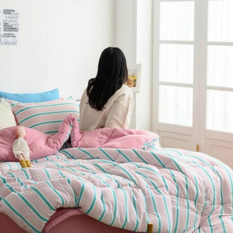 먼지없는 사계절 스트라이프 이불 베개 패드 세트 SS