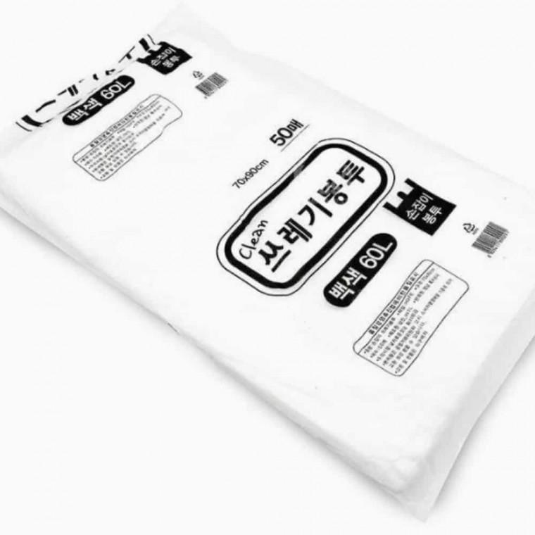 쓰레기봉투 60L 백색 50매 대형쓰레기봉투 재활용봉투 산업용비닐봉투