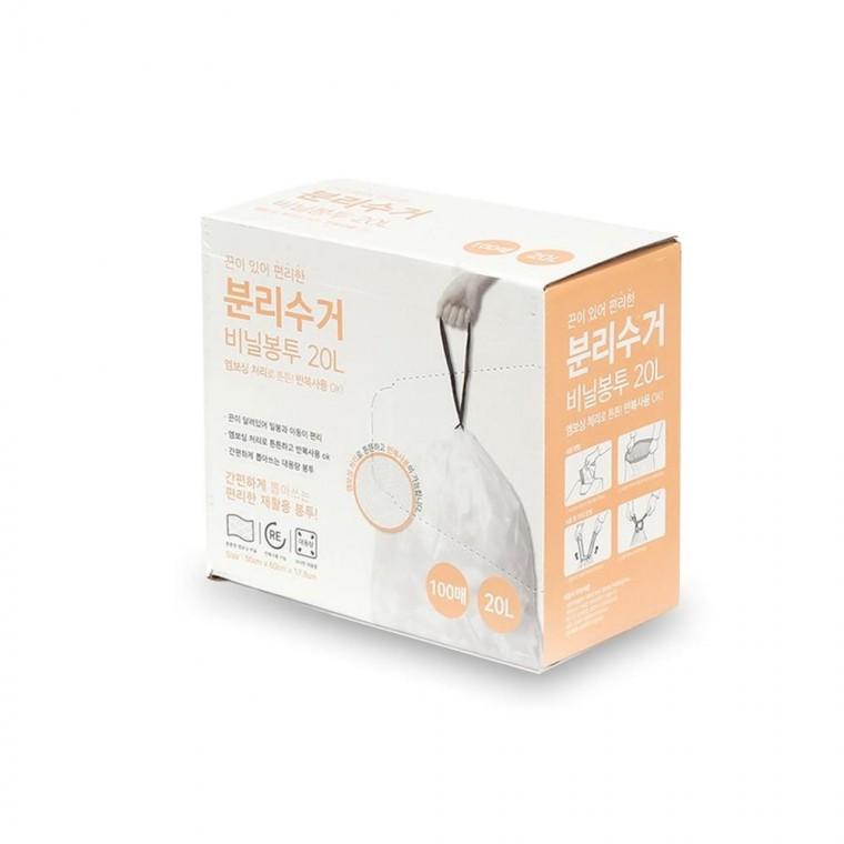 루미나D 분리수거 비닐봉투 20L 100매 우림 끈 달린 쓰레기봉투