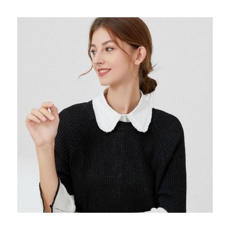 루미나D 페이크 셔츠 카라 플 사이드 패턴 이너 넥카라 레이어드