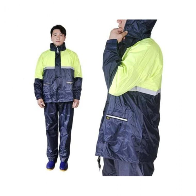 형광 안전우의 상하 연두 2XL 작업우비 낚시우의 고급우비