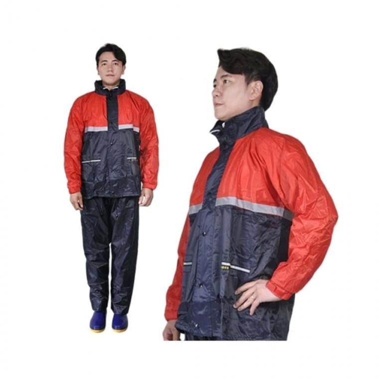 다용도 우의 상하 레드 L 자전거우비 작업용비옷 자전거비옷