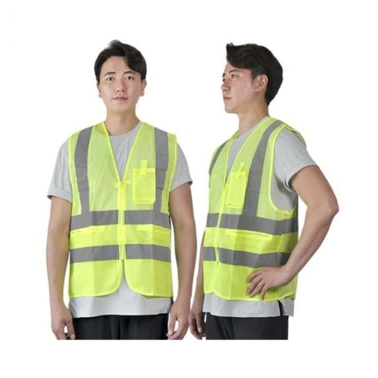 메쉬 형광 안전조끼 연두 2XL 단체조끼 낚시조끼 여름망사조끼