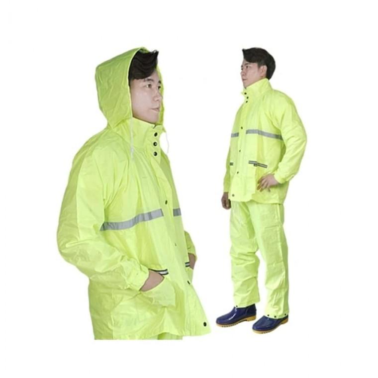 안전우의 상하 연두형광 XL 현장우비 현장우의 고급우비