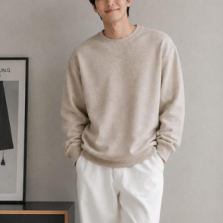 티셔츠 단색 긴팔 면 혼방 라운드넥 가을 남성 맨투맨 무지