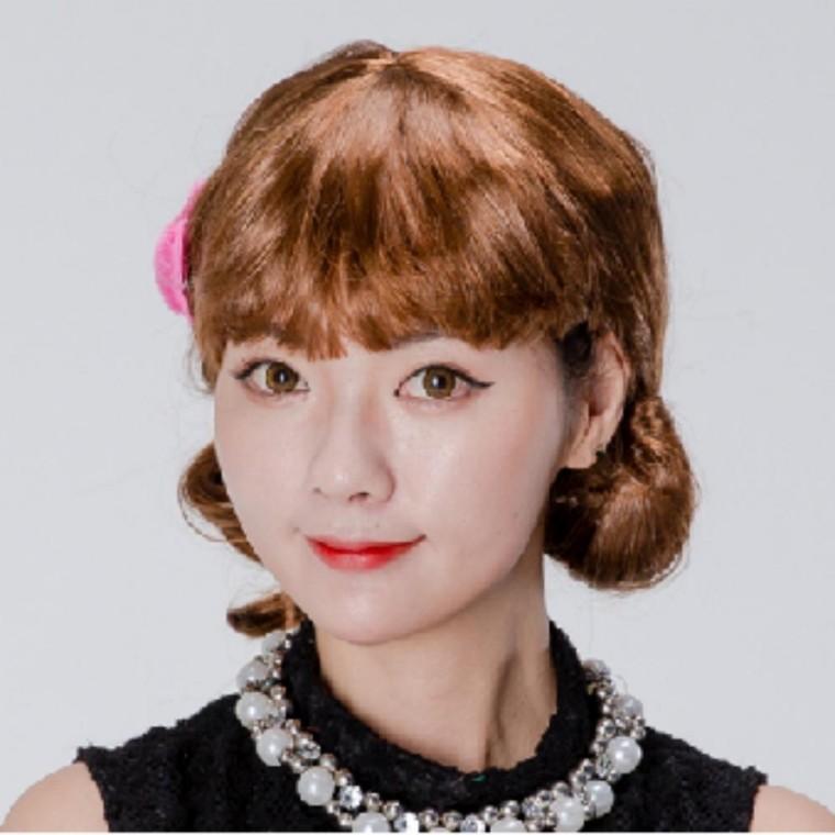 파티 섬유 코스튬 뽀글이 소품 양머리 할로윈 합성 가발 디자인