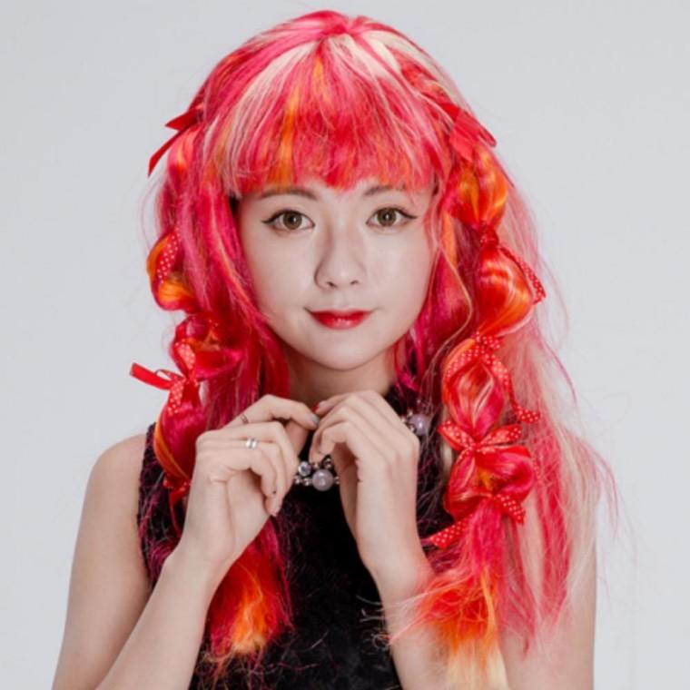 컬러 합성 파티 핑크 코스튬 섬유 소재 가발 소품 여장 할로윈
