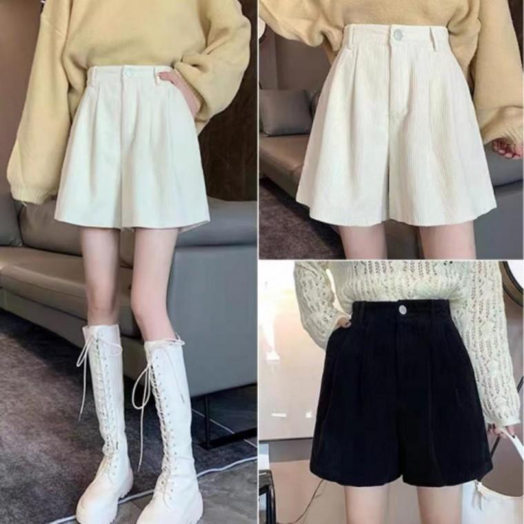 골덴 여성 밴딩 숏 가을 원단 코듀로이 반바지 허리 팬츠 겨울