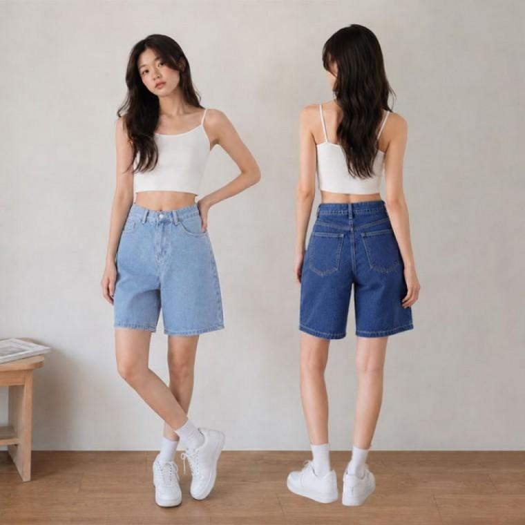 캐주얼 데님 여성 스트치 라인 반바지 BM-482