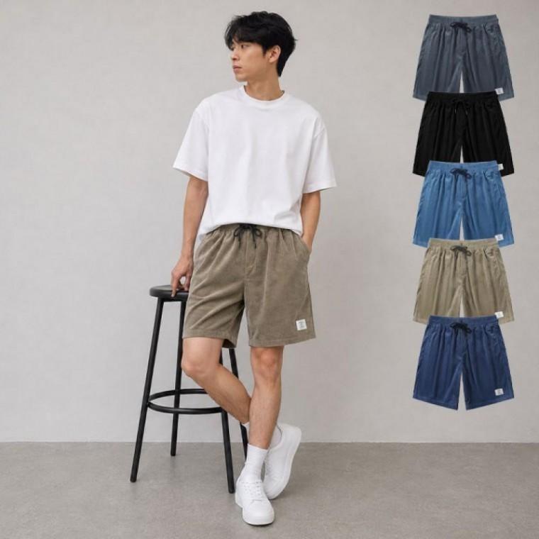 캐주얼 데일리 남성 코듀로이 밴딩 반바지 BM-485