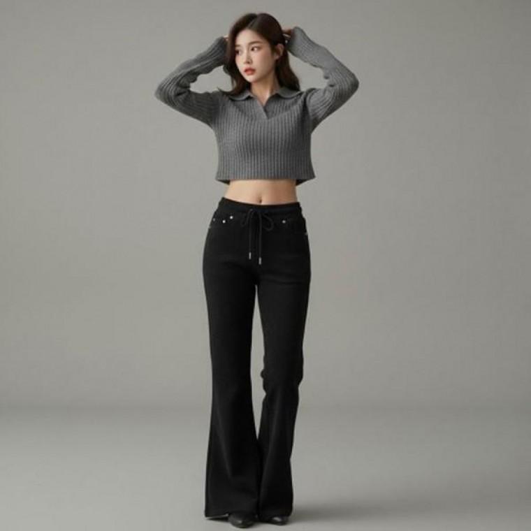 여성 로우라이즈 부츠컷 디자인 밴딩 팬츠 SD-260819