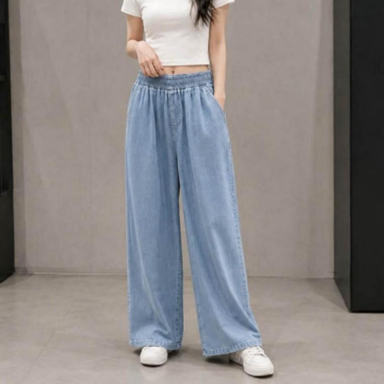 원단 여성 바지 루즈핏 밴딩 허리 팬츠 간절기 기장 롱 와이드