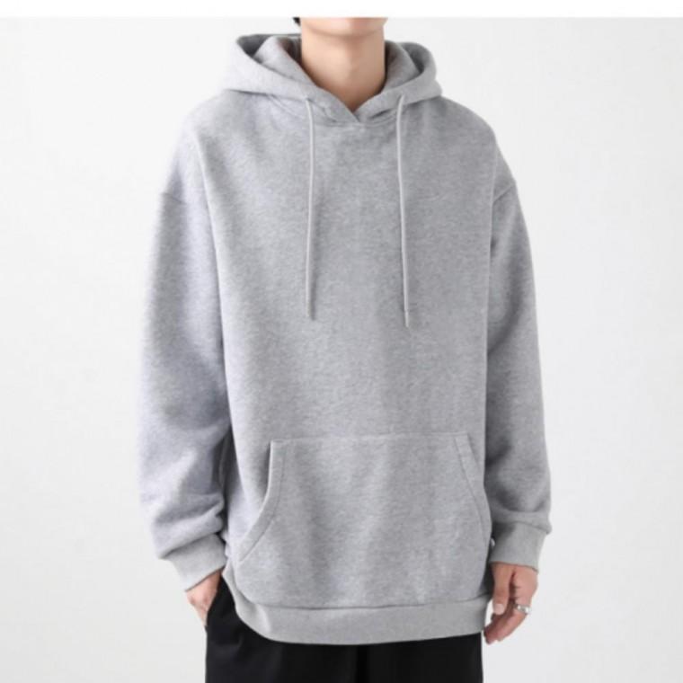 면 라운드 모자 오버핏 남녀공용 가을 긴팔 무지 후드 티셔츠 커플티