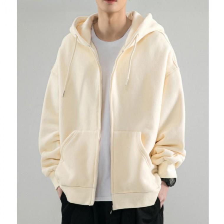 면 혼방 기모 안감 오버핏 남녀공용 커플 가을 겨울 무지 후드 집업