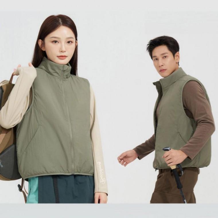 양모 충전재 초경량 방풍 남녀공용 숏 패딩 바람막이 조끼 베스트