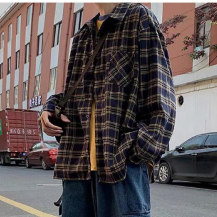 면 아우터 셔츠 남녀공용 긴팔 체크 봄 남방 가을 패턴 클래식