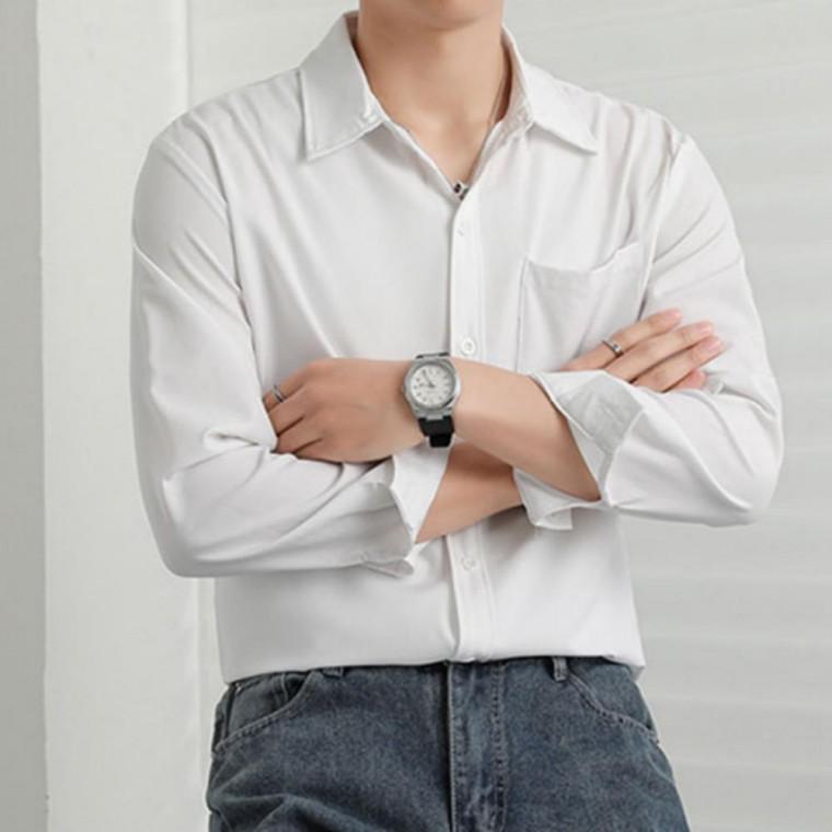 셔츠 카라 혼방 면 긴팔 남방 셋업 정장 구김 방지 남성 캐주얼