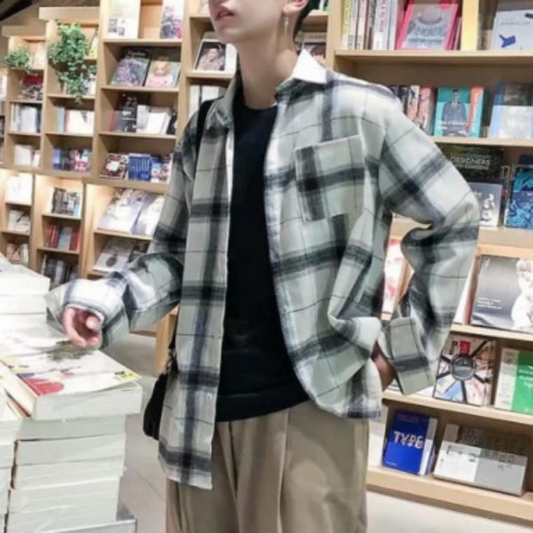 가을 가디건 패턴 남방 면 체크 카라 셔츠 아우터형 남성 봄 긴팔