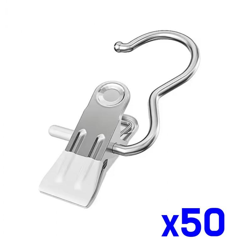 스텐 바지 클립 걸이 다용도 의류 집게 x50개